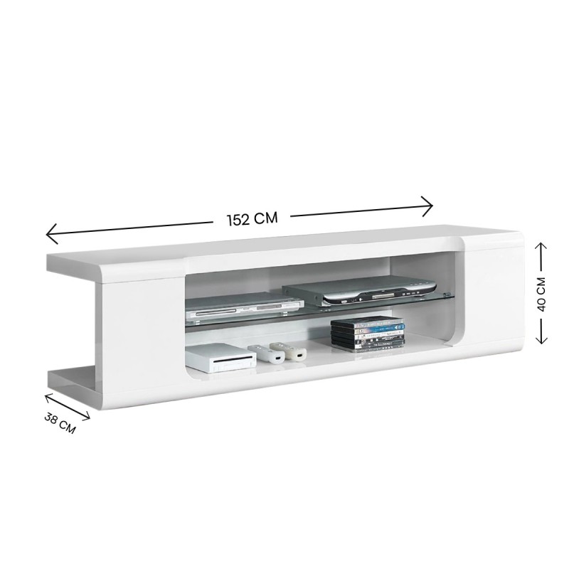 Your living room arrangement is incomplete without a TV stand, Revamp your space with this contemporary style white corral TV stand. This design also lends your space a rich look while highlighting all the features of modern detailing. Featuring a 60” TV with a strong top and a tempered glass shelf with a bottom shelf to match your audio, video, gaming, or decoration needs.