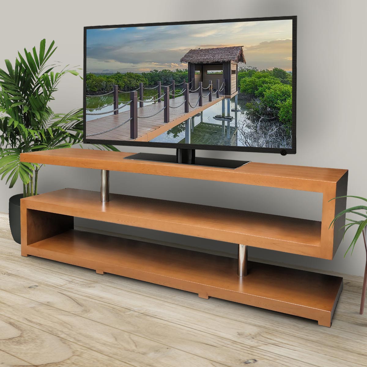 Geometric Teak TV Stand 6ft Neelsons