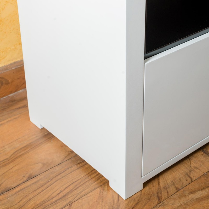 Upgrade your lounge room with this modern White & Grey High Gloss TV Unit - Large – Boxer from Neelsons, a stylish and elegant way to place your entertainment needs. Built to fit up to 70 inch TV stand, Thanks to a combination of open and concealed storage, which provides superb storage choices.