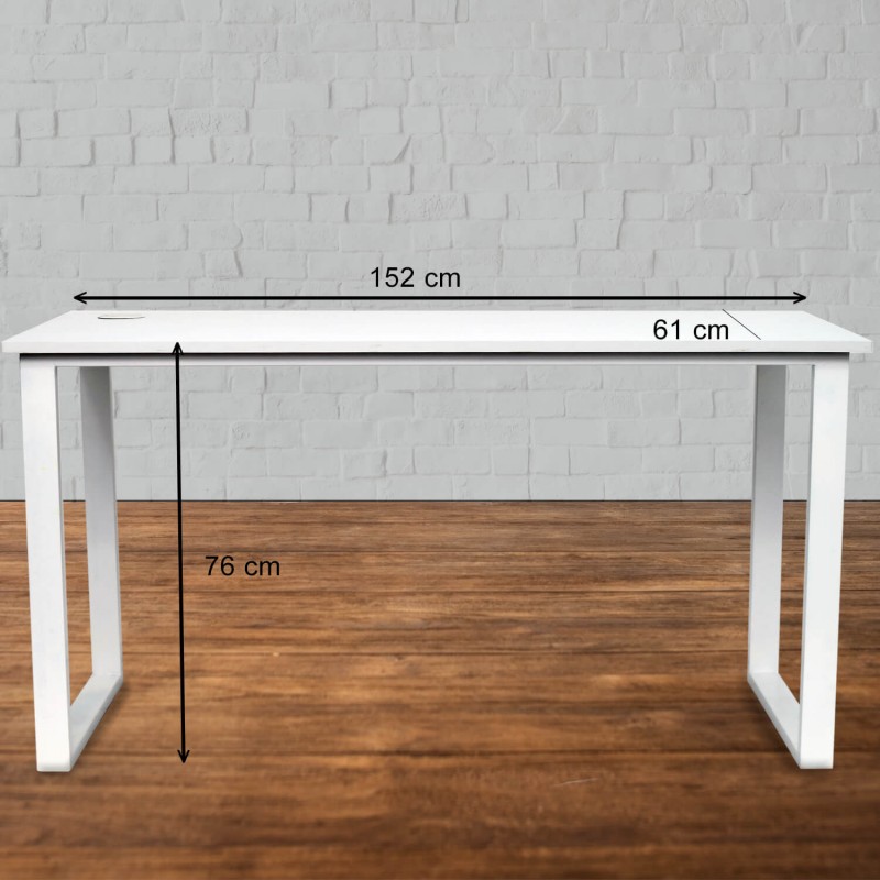 Enhance your workspace with this 5ft office table featuring a durable melamine top, sturdy steel frame with crossbars, wire management hole, and level-adjustable screws. Available in Black, White, American Ash, and Teak. Perfect for home or office use!