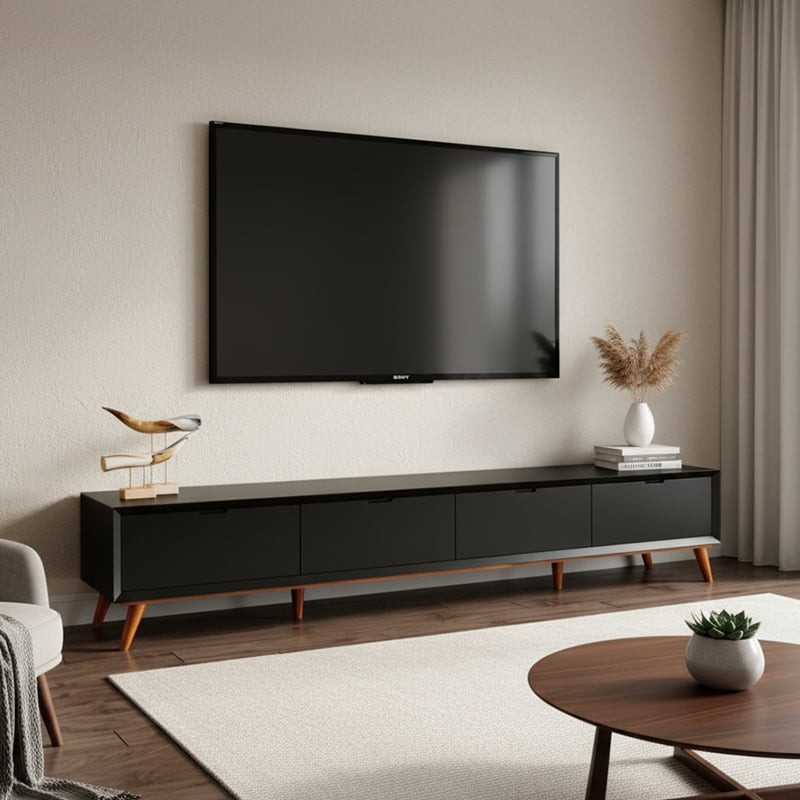 7ft Modern TV Console - Minimalist Design for 75-Inch TVs