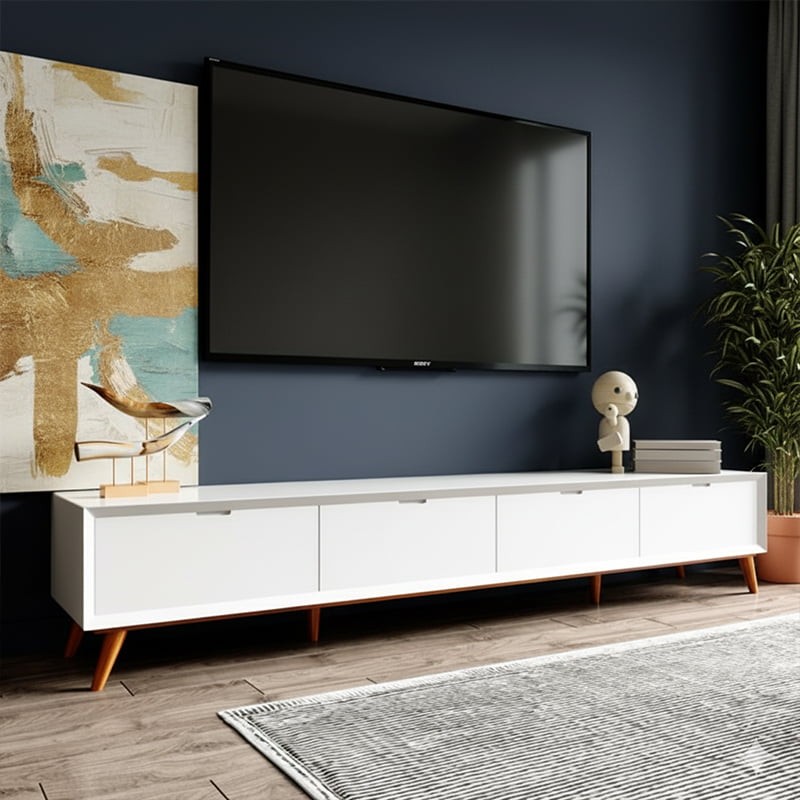 7ft Modern TV Console - Minimalist Design for 75-Inch TVs