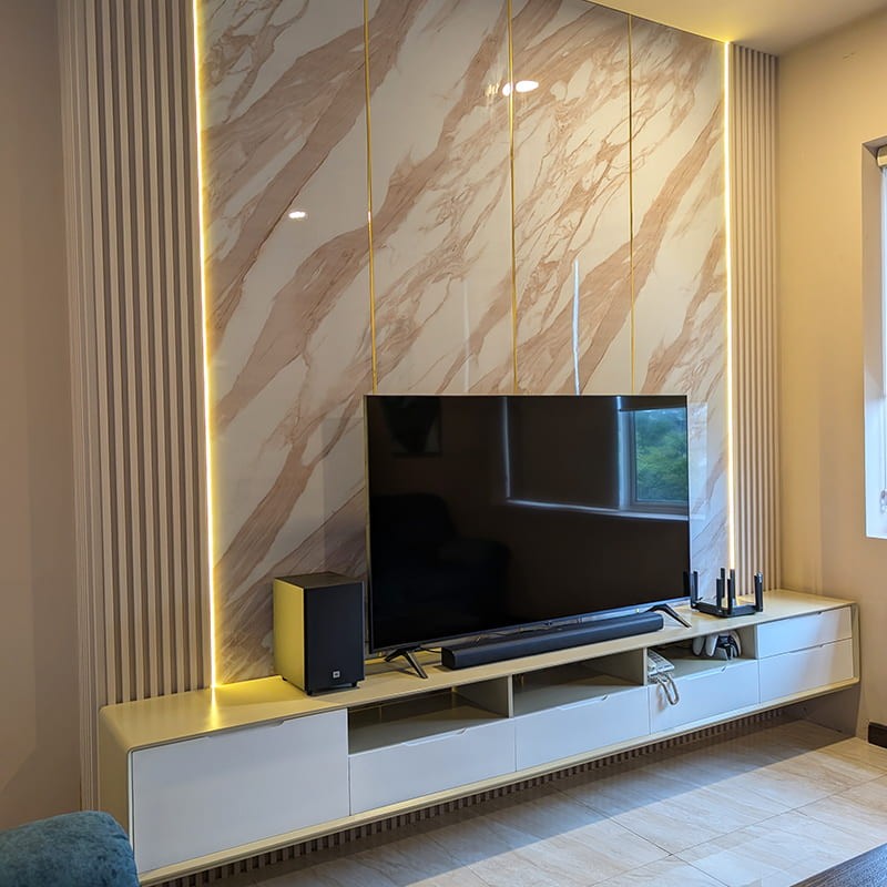 The Lux Floating TV Console with Slat Panel