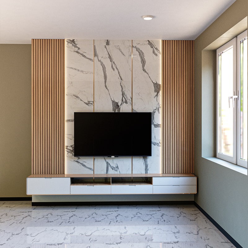 The Lux Floating TV Console with Slat Panel