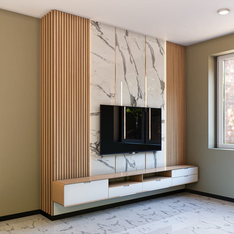 The Lux Floating TV Console with Slat Panel